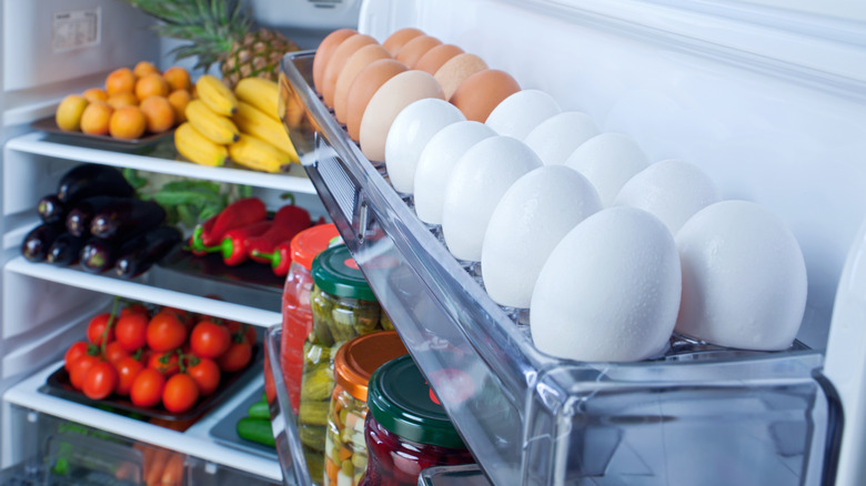 eggs inside fridge door