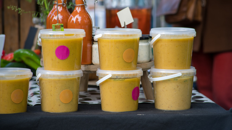 sauces in plastic containers