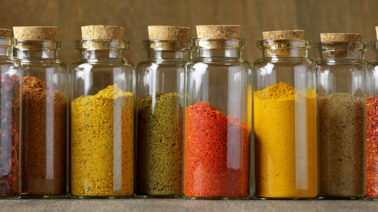 colorful spices in jars