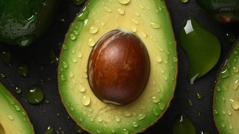 closeup of halved avocado