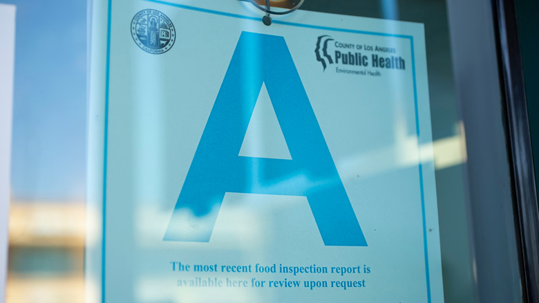 health inspection rating of an A