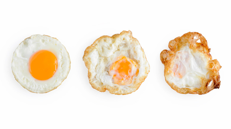 three styles of fried egg