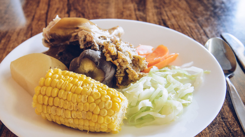 close up of hangi meal