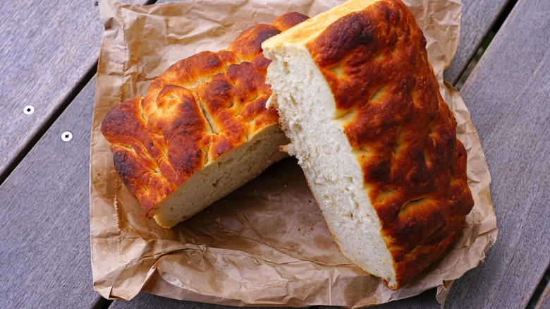 rewena bread cut in half