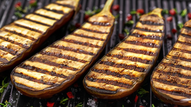 grilled eggplant on a grill 