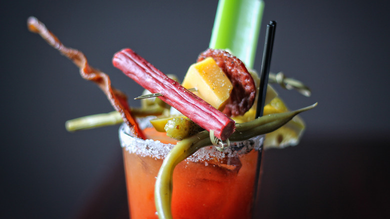 Bloody mary with jerky
