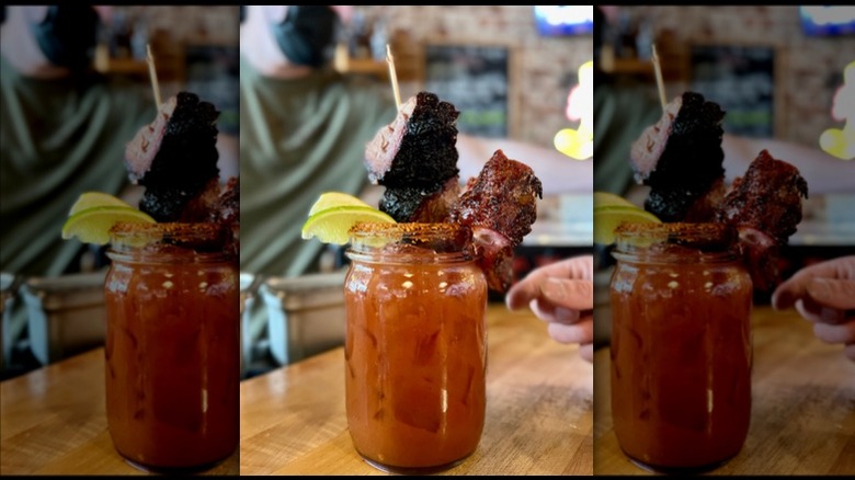 Bloody mary with a rib