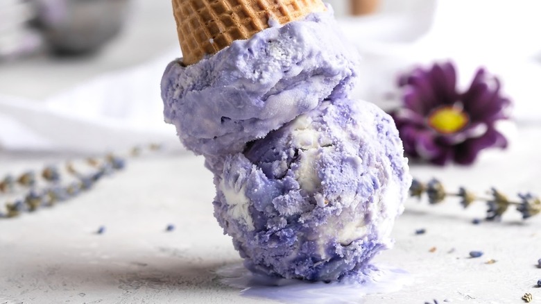 Lavender ice cream with dried lavender