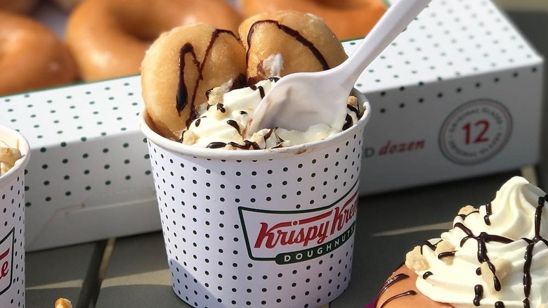 Ice cream with donut holes on top