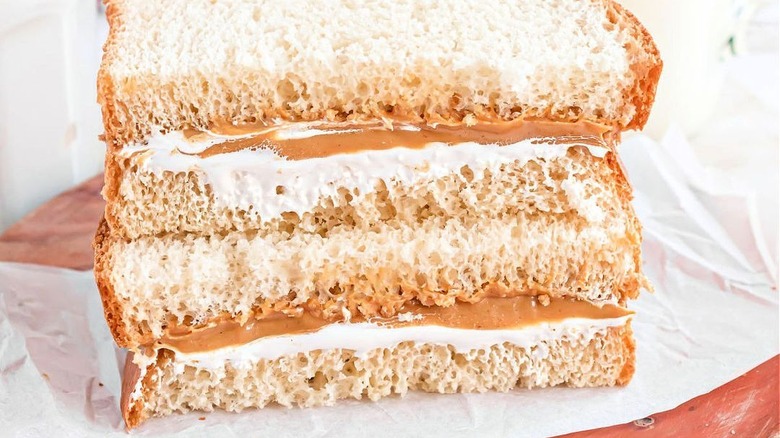 Peanut butter and marshmallow sandwich