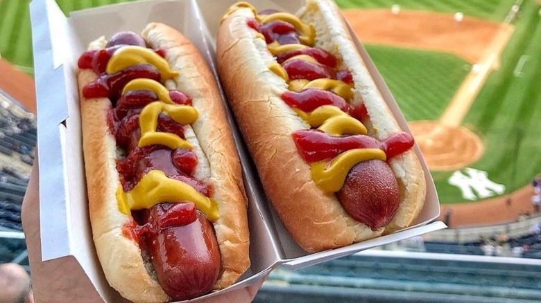 Hot dogs at baseball game