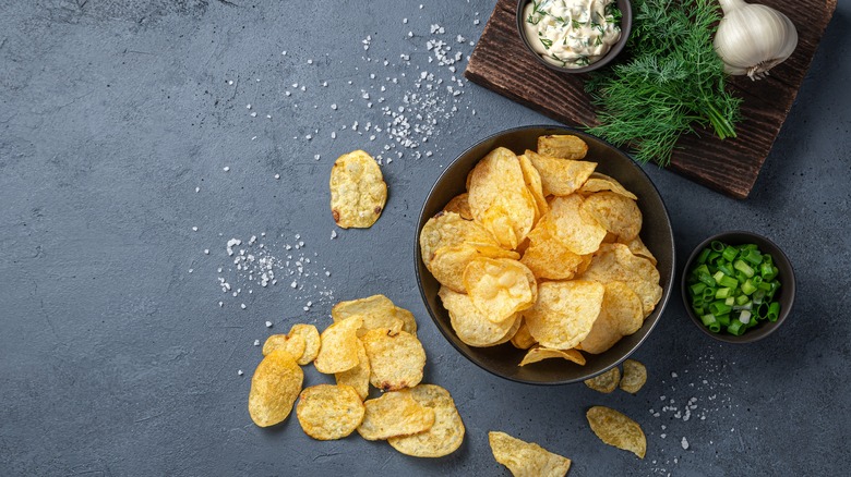 potato chips and herbs