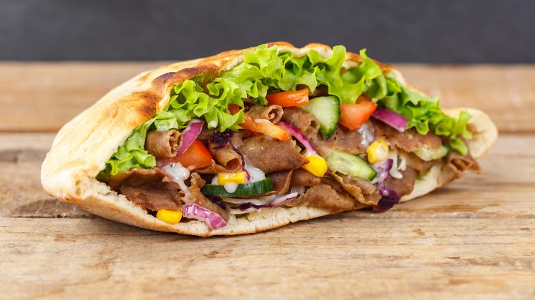 doner kebab in pita bread