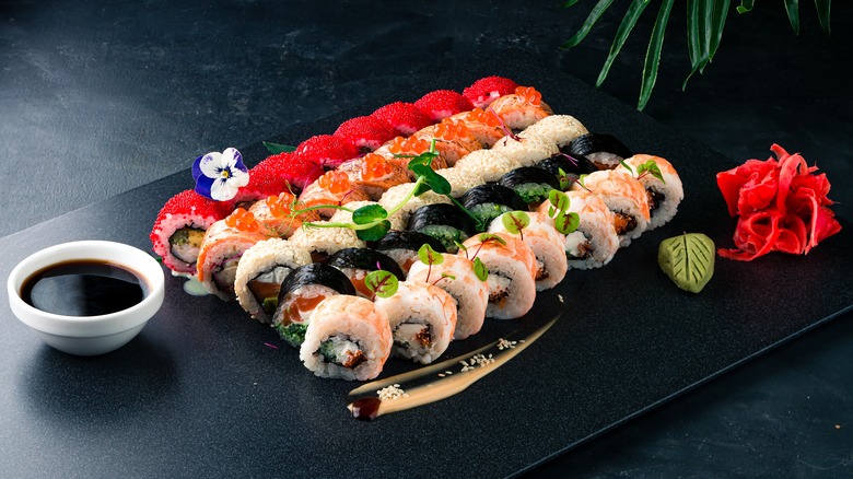 variety of Japanese sushi