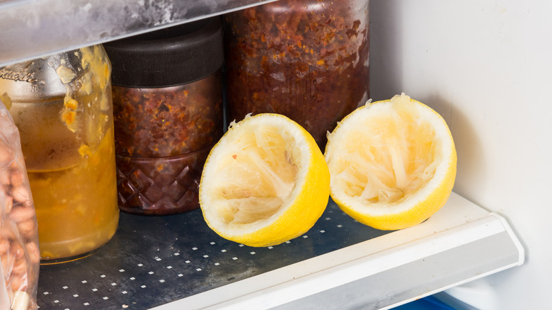 lemon peels in fridge