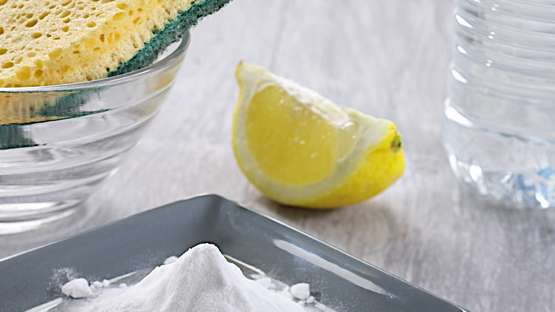 lemon wedge and sponge