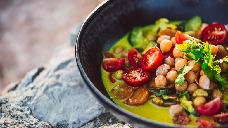 close-up of vegan green curry