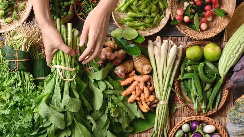 Thai vegetables on a table