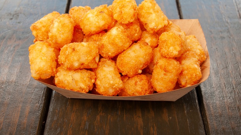 Paper container of tater tots