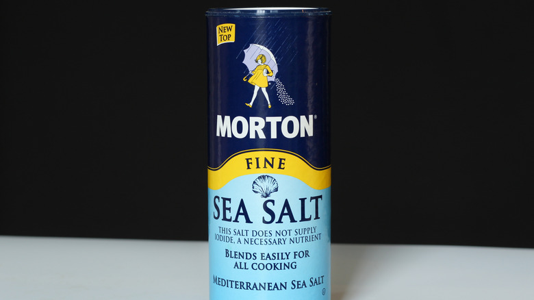 bottle of Morton fine sea salt