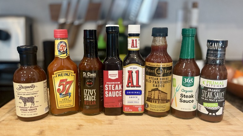 lineup of steak sauces