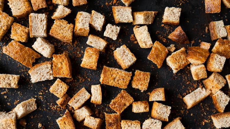 small cubes of toasted bread 