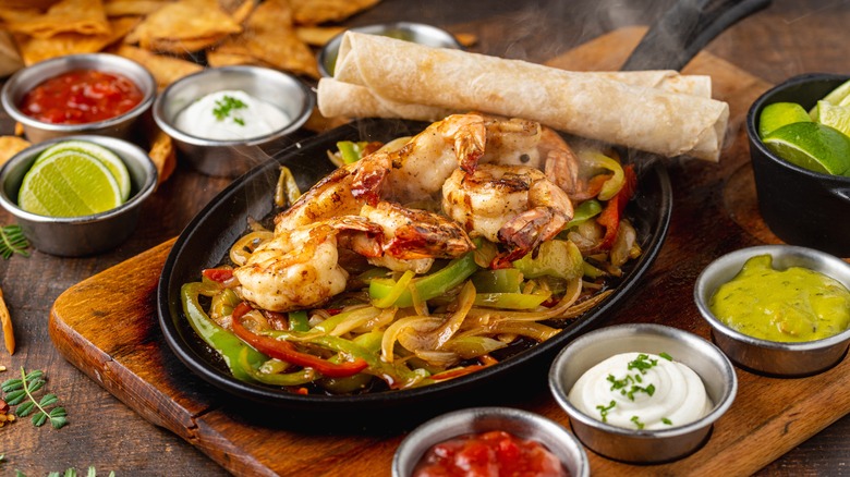 Mexican shrimp fajitas