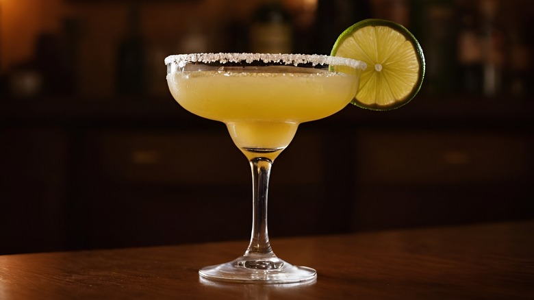 Classic lime margarita with salted rim