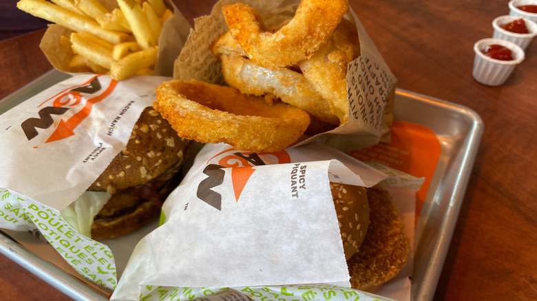 burgers, fries, and onion rings from A&W Canada