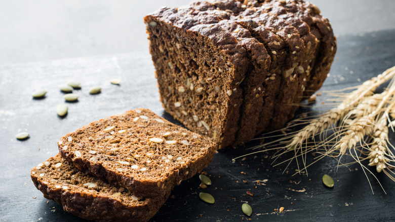 sliced rye bread on a gray surface