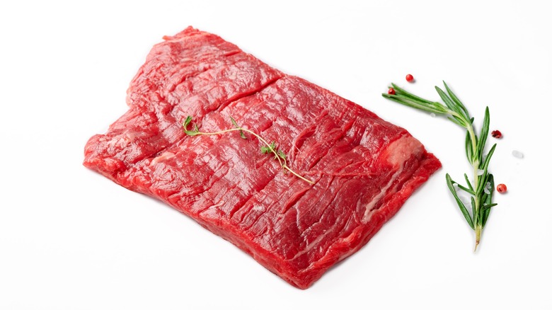 skirt steak on white background