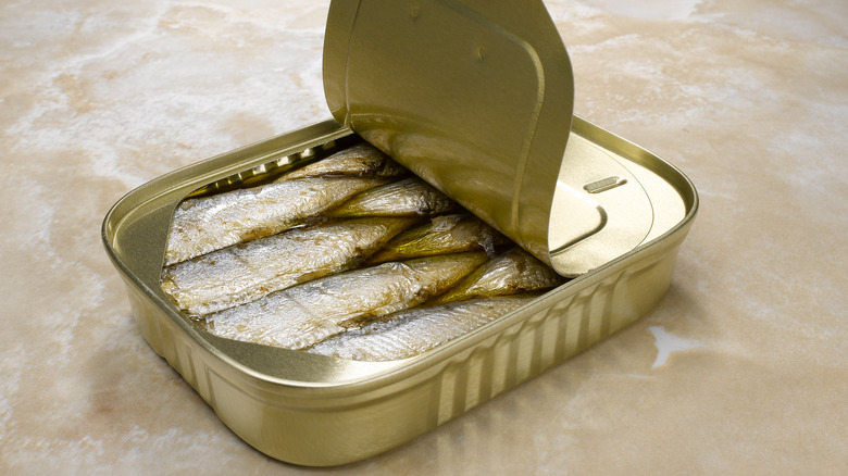 opened canned sardines