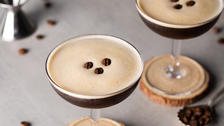 Espresso martinis in coupe glasses