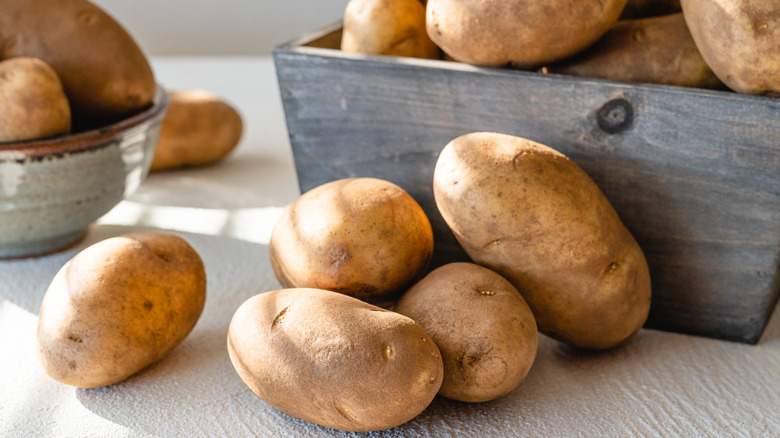 Idaho potatoes on a countertop