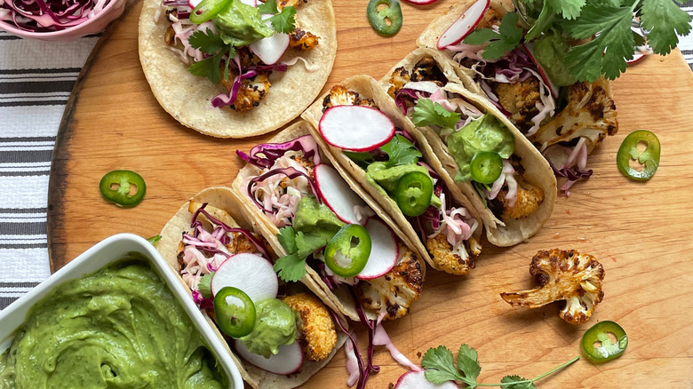 tacos on a wooden table