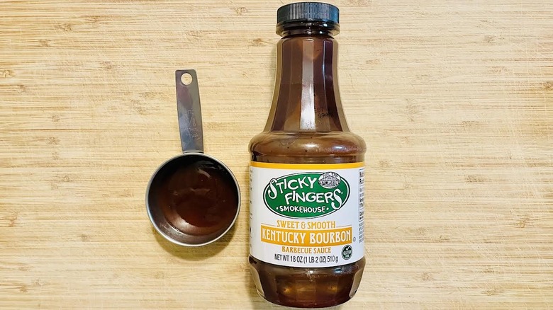 Bottle of Sticky Fingers Smokehouse Sweet & Smooth Kentucky Bourbon Barbecue Sauce