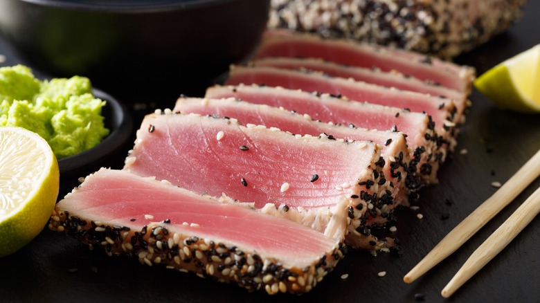 seared tuna steak with sesame crust 