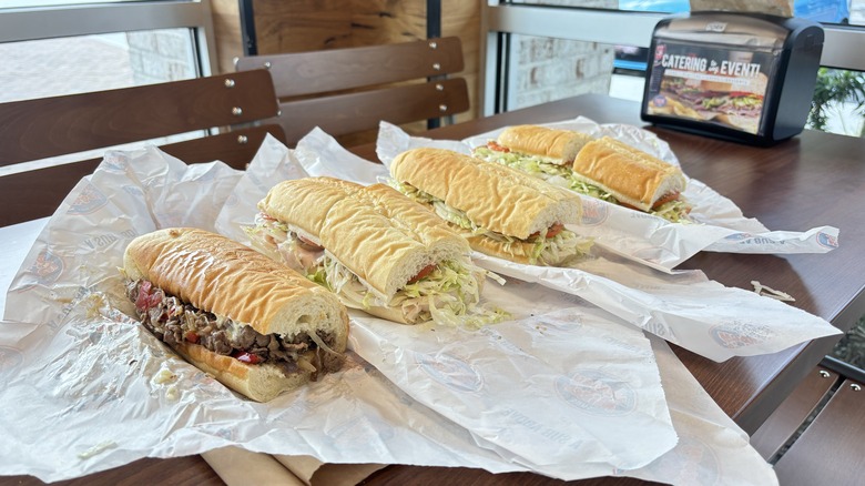 four sub sandwiches