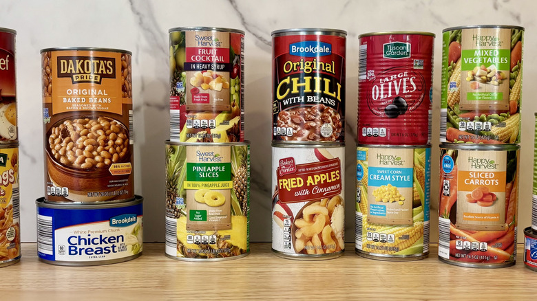 canned goods all lined up