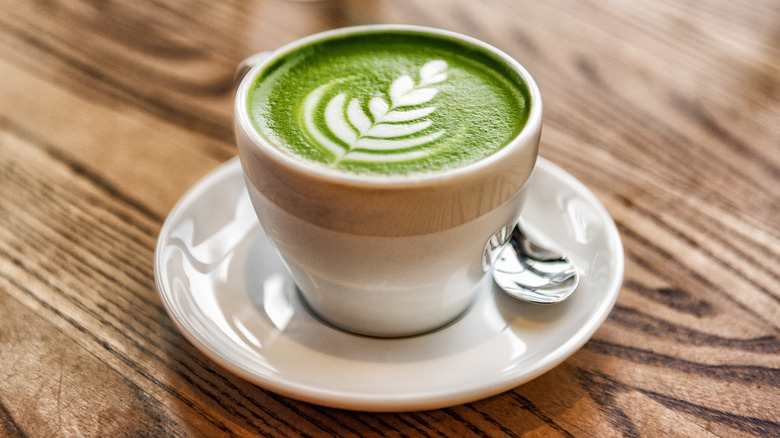 Matcha latte with latte art