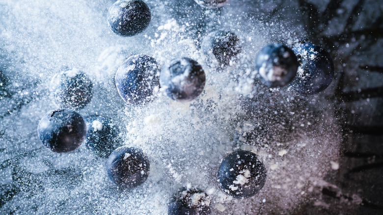 frozen blueberries and frost