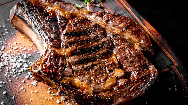 Grilled bone-in ribeye steak