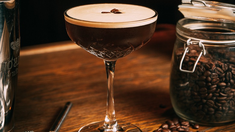 Espresso martini in coupe glass