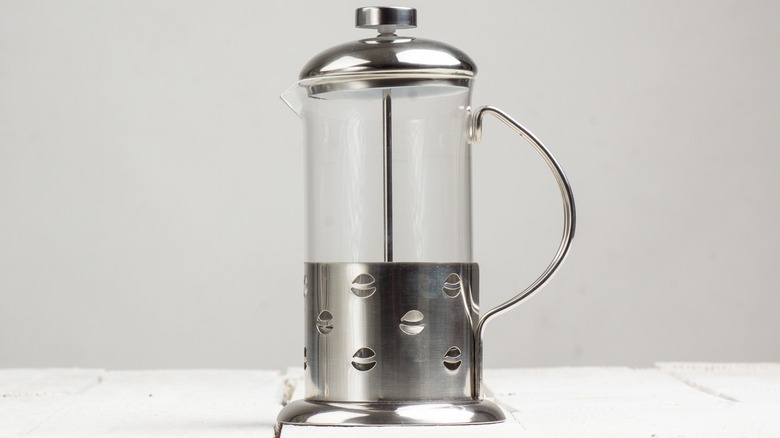 Glass and metal french press coffee pot