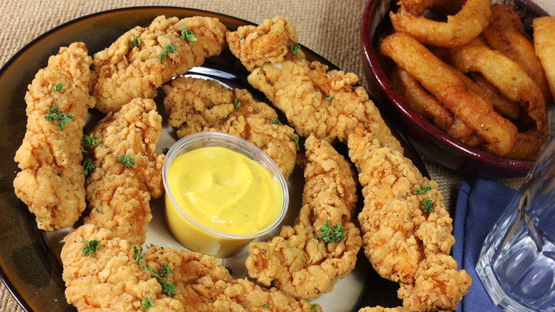 Chicken fingers with honey mustard dipping sauce