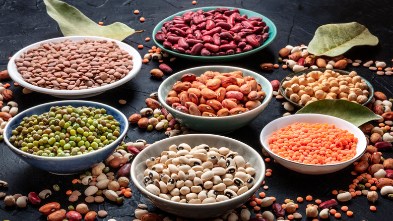 variety of legumes in bowls