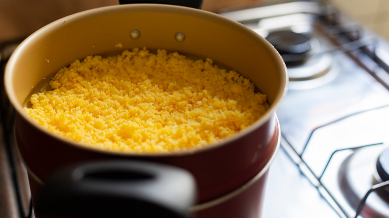 couscous cooking in pan