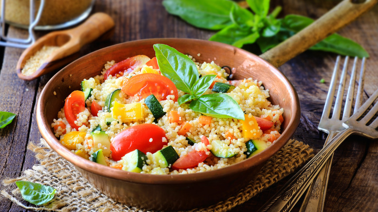 couscous and vegetables in bowl