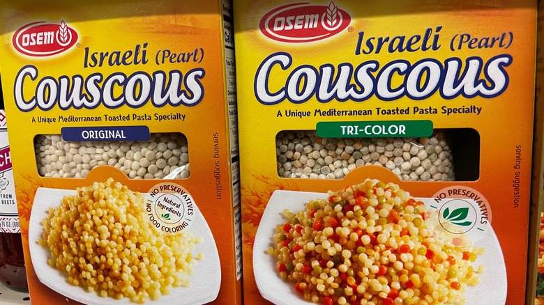 couscous boxes on shelf