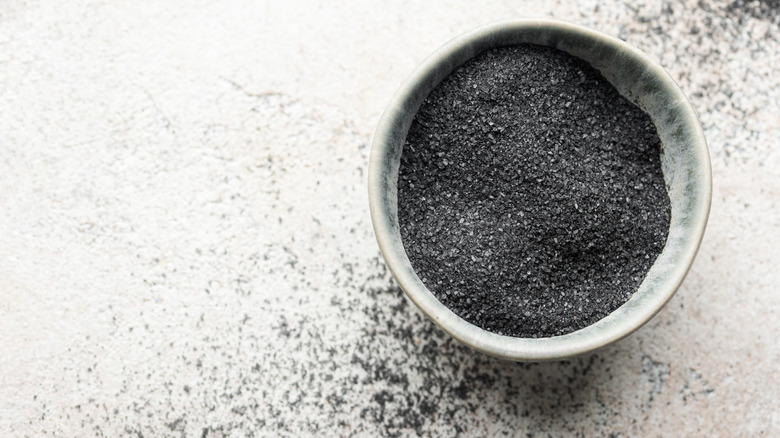 Bowl of black lava salt